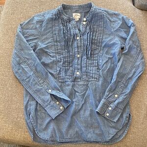 J. Crew Chambray Pleated Blouse